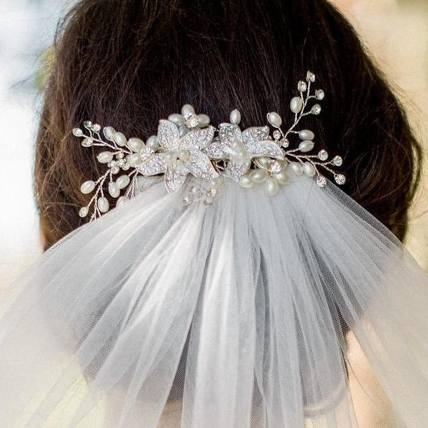 Jules Bridal - Izzie, Floral Wedding Hair Comb in Silver