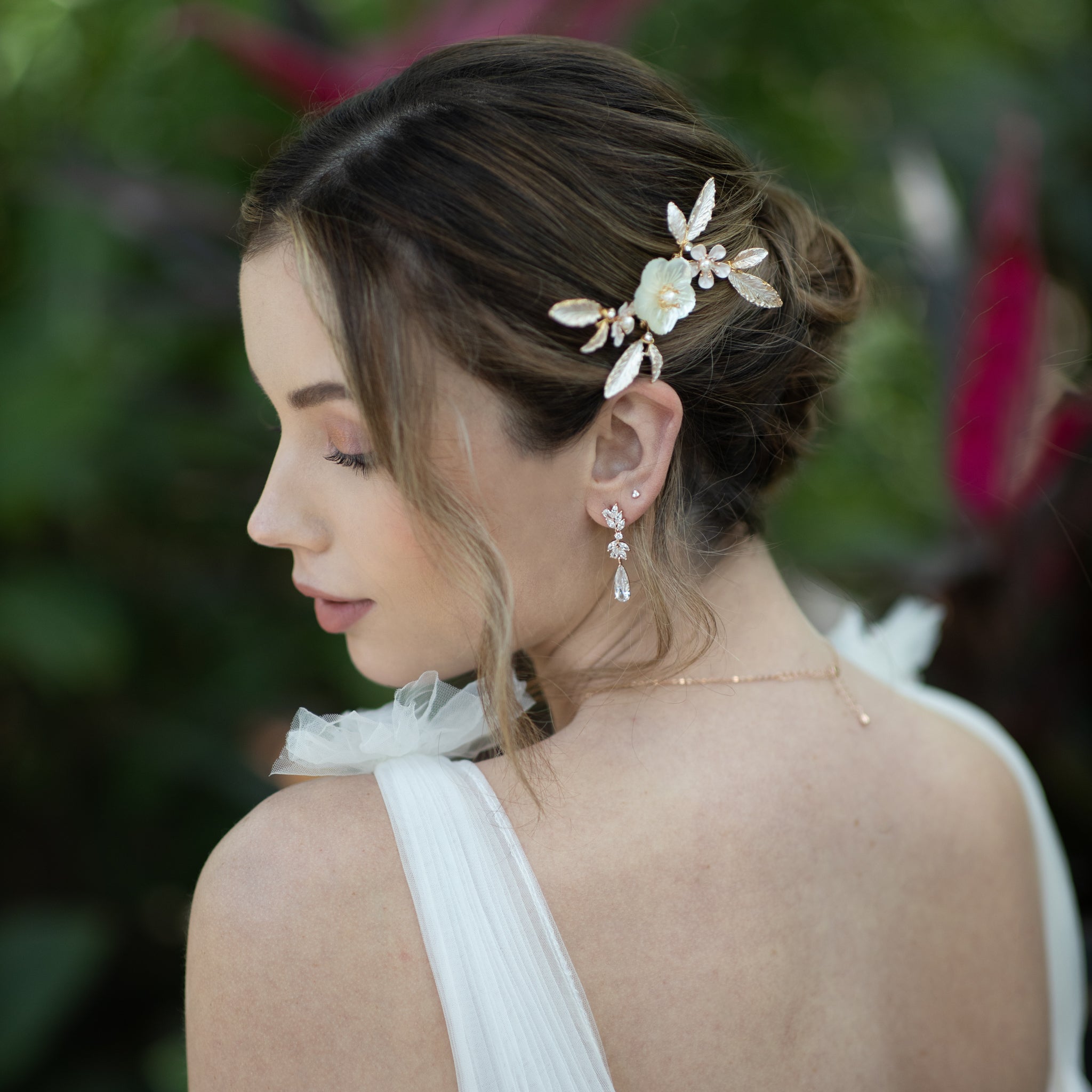 Jules Bridal - Alina, Rose Gold Crystal Drop Earrings