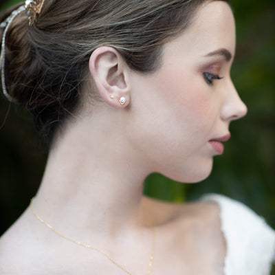 Jules Bridal - Siv, Studs with Freshwater Pearl Nested Crystals