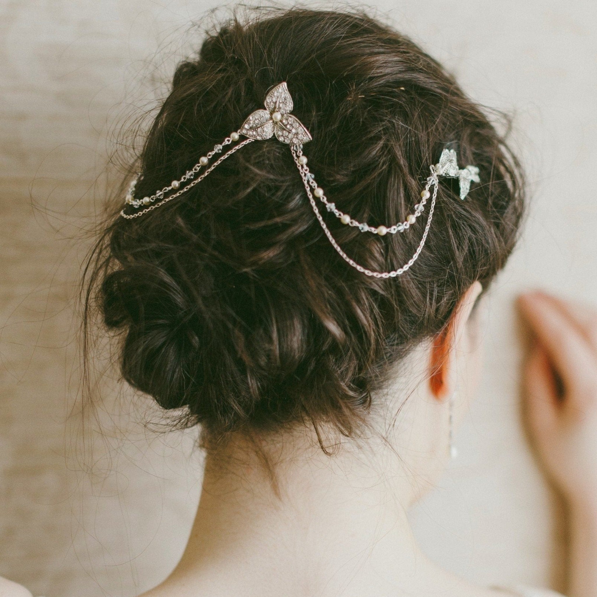 Camomile, Draping Pearl & Crystal Headpiece - Jules Bridal Jewellery Ireland